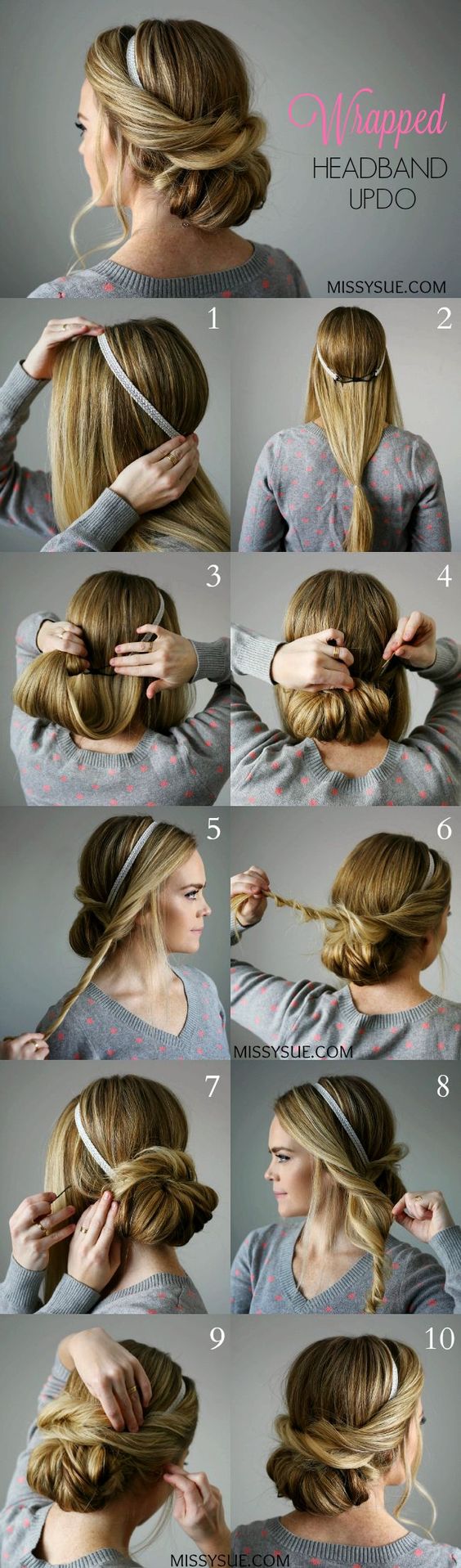 Preparación principio lazo 3 tutoriales para hacerse peinados con diademas: recogido, semirrecogido y  pelo suelto - Peinados sencillos
